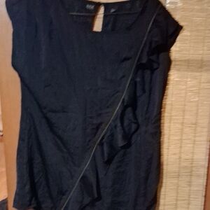 a.n.a Black Ruffle Blouse